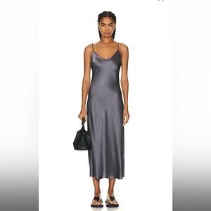 SABLYN Taylor Midi Slip Silk Dress Grey XS